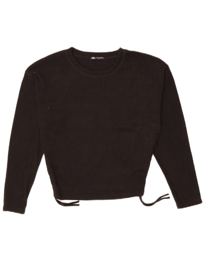 ZARA Womens Oversized Crew Neck Jumper Sweater UK 10 Small Black Polyester