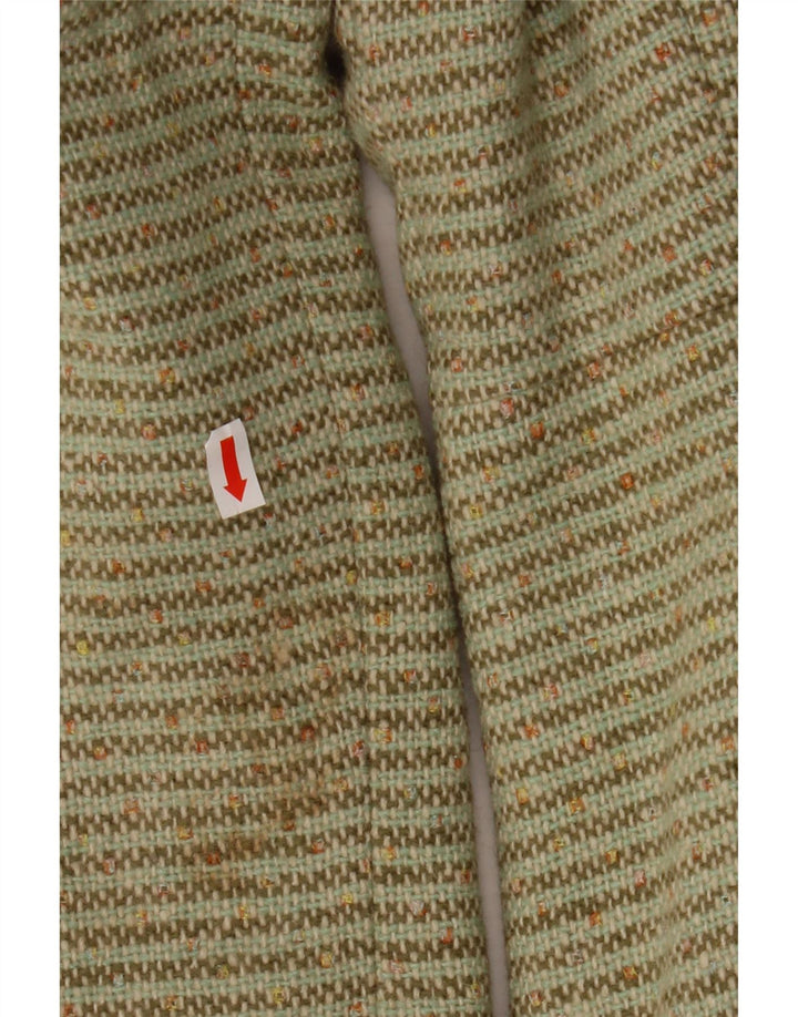 NOA NOA Womens Double Breasted Coat UK 14 Medium Green Striped Wool