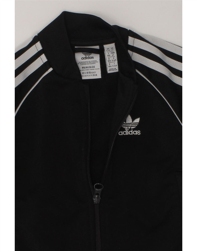 ADIDAS Boys Graphic Tracksuit Top Jacket 3-4 Years Black Polyester | Vintage Adidas | Thrift | Second-Hand Adidas | Used Clothing | Messina Hembry 