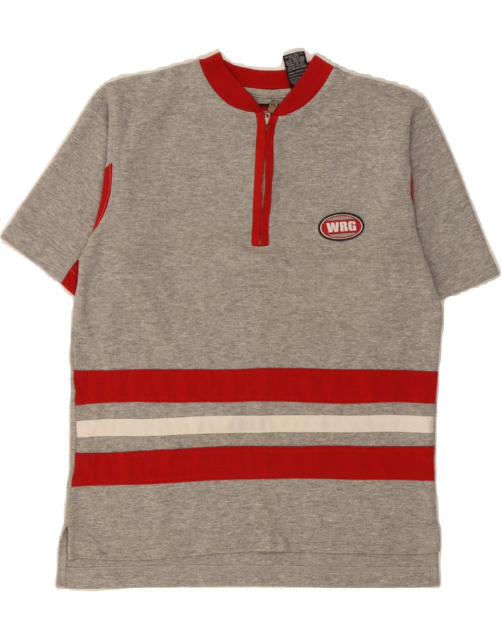 WRANGLER Boys Zip Neck T-Shirt Top 10-11 Years Medium Grey Colourblock Vintage Wrangler and Second-Hand Wrangler from Messina Hembry 