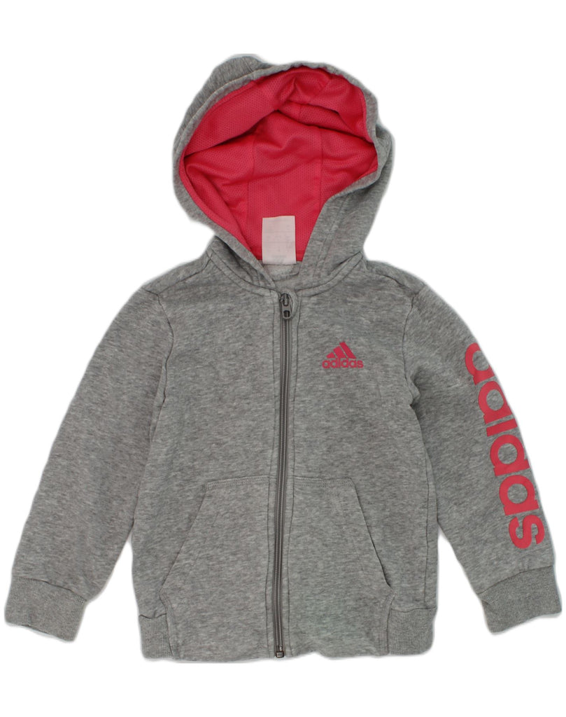 ADIDAS Girls Zip Hoodie Sweater 3-4 Years Grey Cotton | Vintage Adidas | Thrift | Second-Hand Adidas | Used Clothing | Messina Hembry 