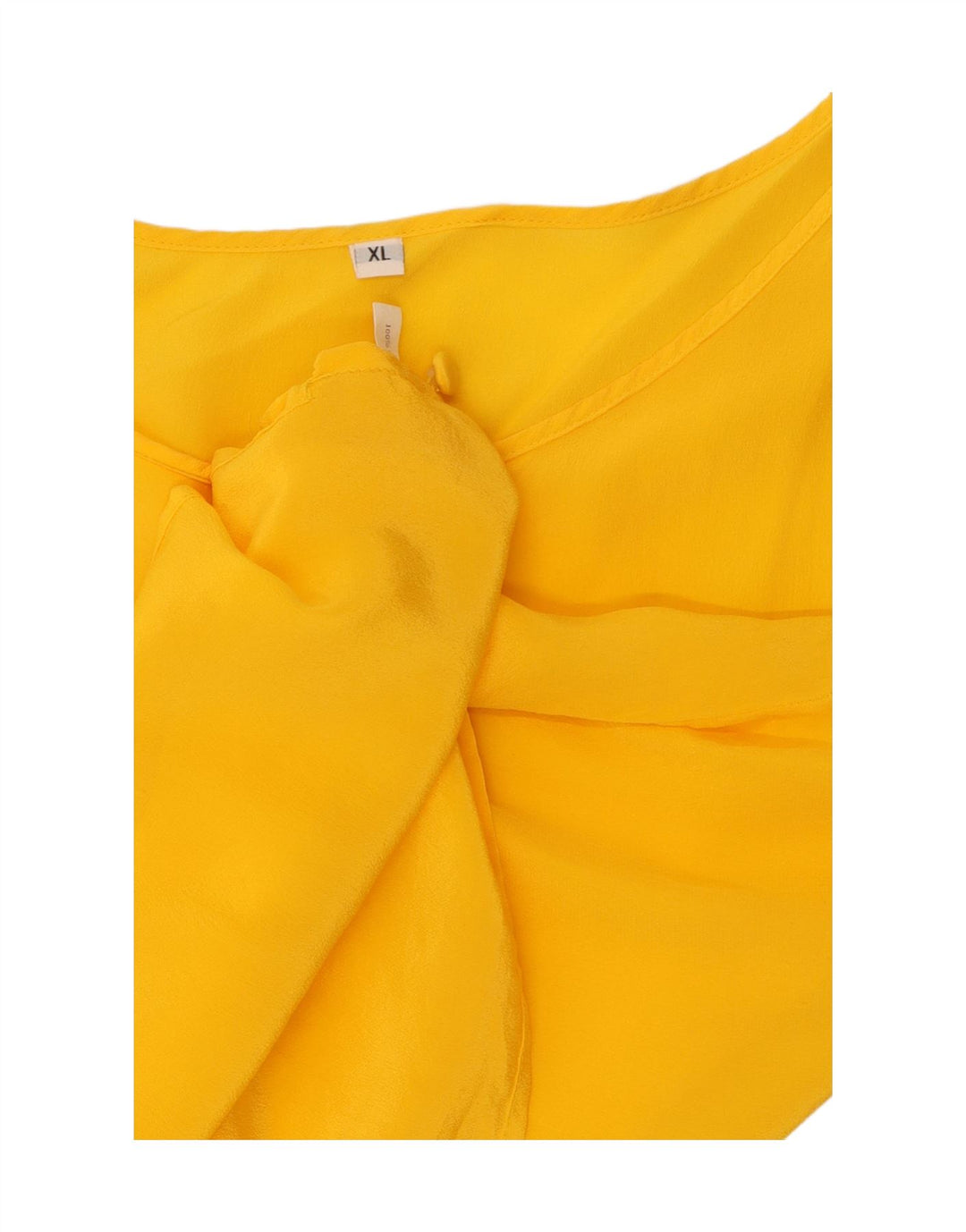 VINTAGE Womens Sleeveless Blouse Top UK 18 XL Yellow Silk