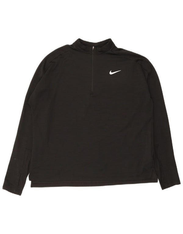 Nike Mens Running Zip Neck Top Long Sleeve XL Black Polyester Sports