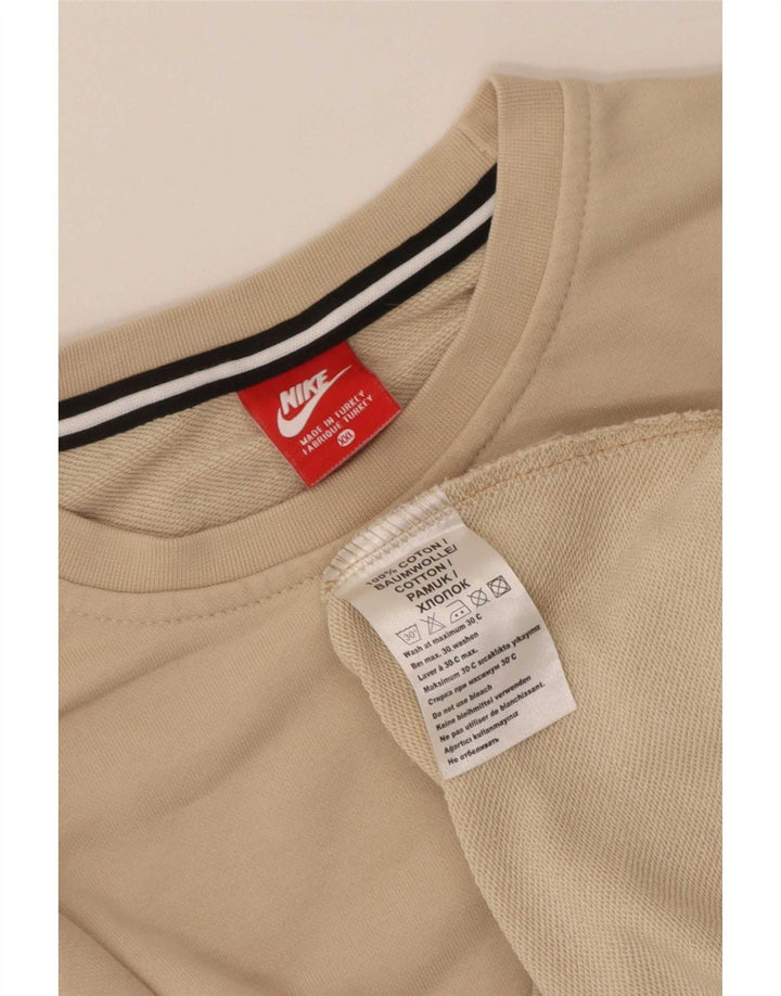 Nike Womens Sweatshirt Jumper UK 20 2XL Beige Cotton