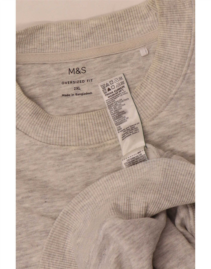 Marks & Spencer Mens Oversized Sweatshirt Jumper 2XL Grey Flecked Cotton