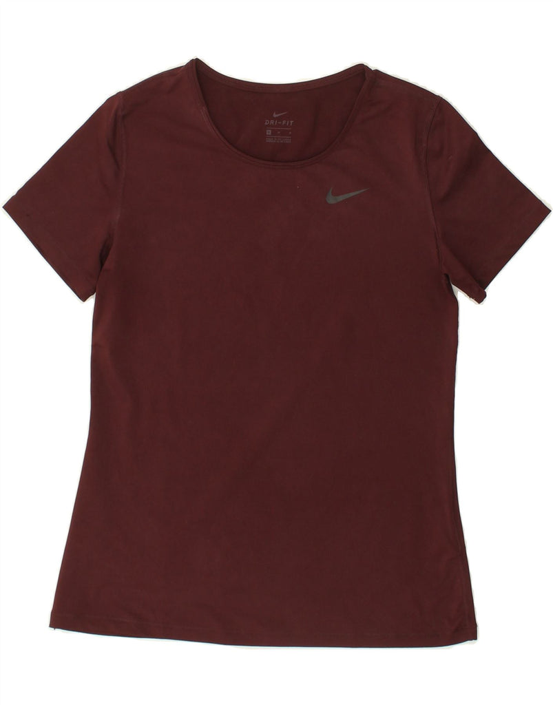 NIKE Womens Dri Fit T-Shirt Top UK 12 Medium Maroon Polyester Vintage Nike and Second-Hand Nike from Messina Hembry 