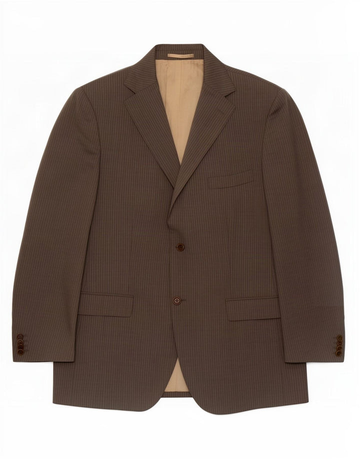 Massimo Dutti Mens 2 Button Blazer Jacket EU 54 XL Grey Pinstripe Wool