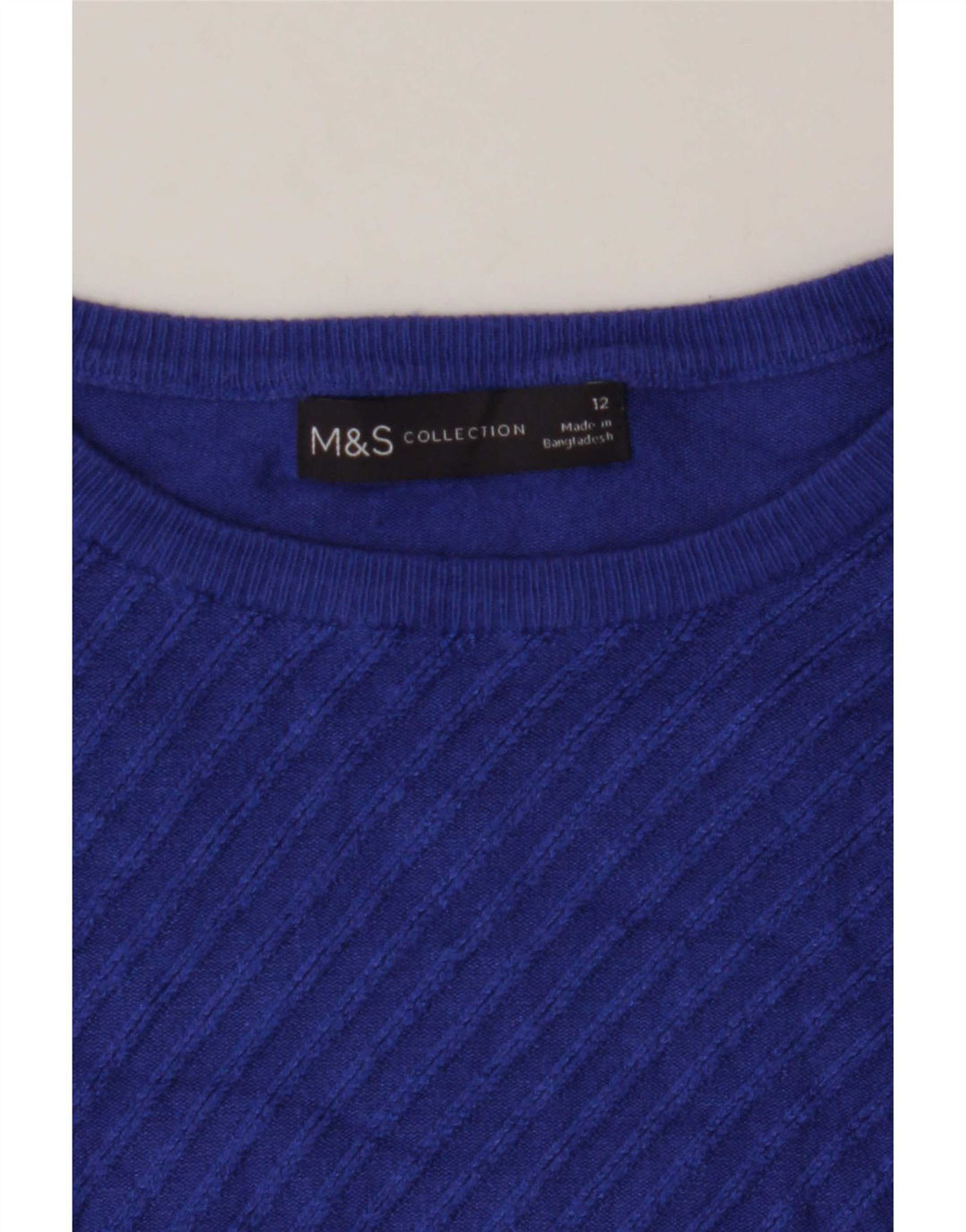 Marks & Spencer Womens Boat Neck Jumper Sweater UK 12 Medium Blue