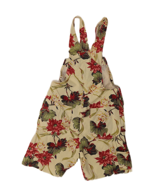 Charro Womens Dungarees Casual Shorts Small W30 Off White Floral Cotton