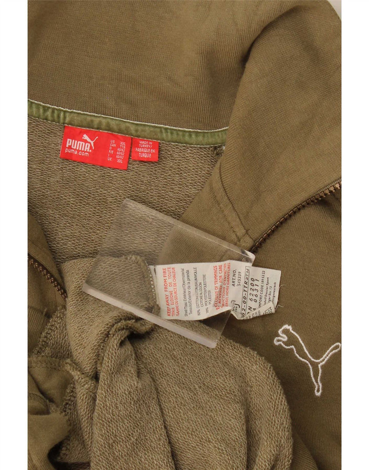 Puma Mens Graphic Tracksuit Top Jacket 2XL Khaki Colourblock Cotton