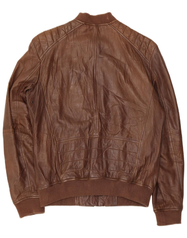 Conbipel Mens Leather Jacket IT 48 Medium Brown Leather