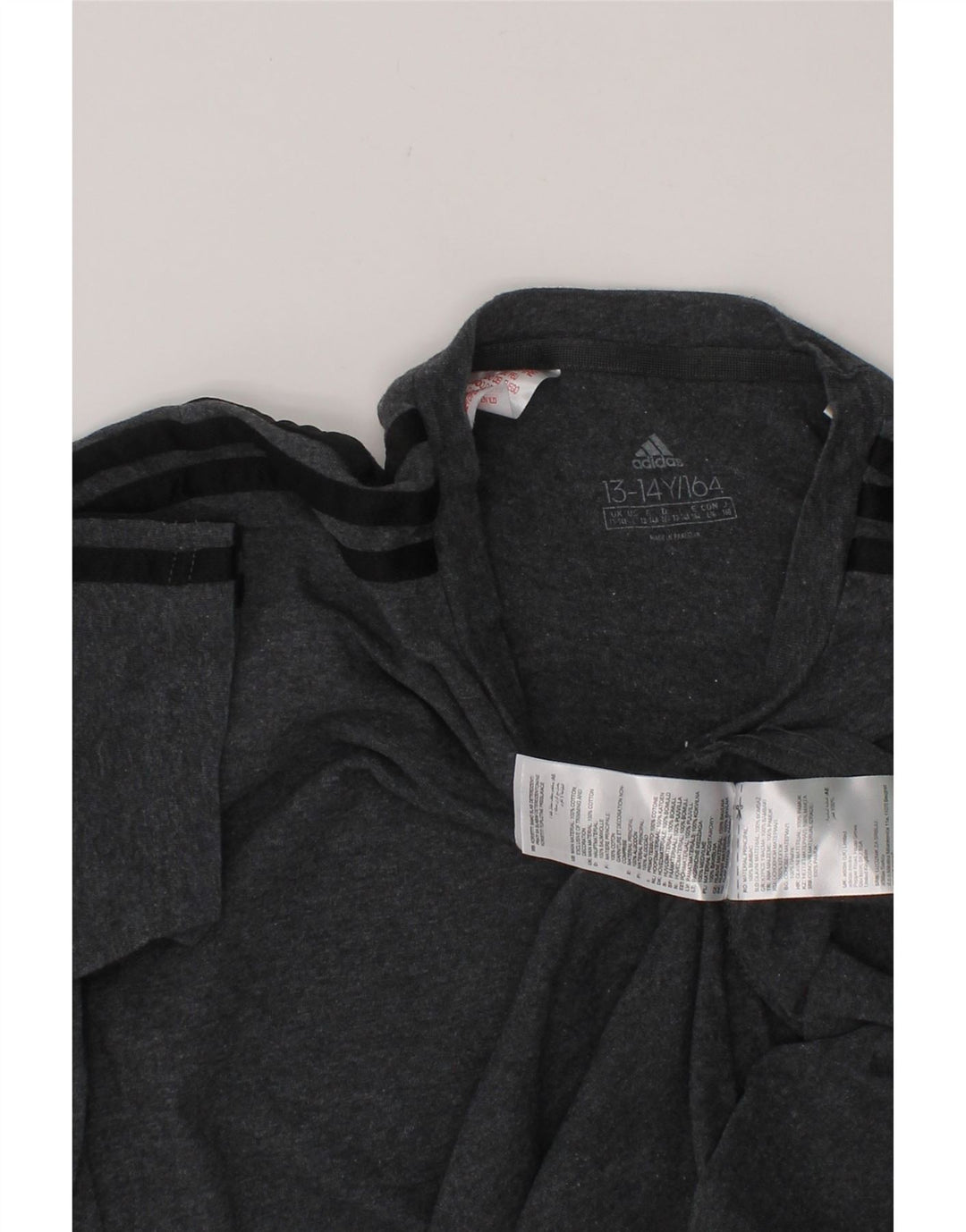 ADIDAS Boys T-Shirt Top 13-14 Years Grey Cotton Vintage Adidas and Second-Hand Adidas from Messina Hembry 