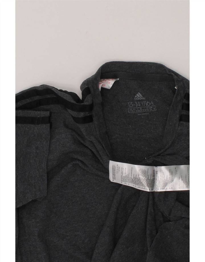 ADIDAS Boys T-Shirt Top 13-14 Years Grey Cotton Vintage Adidas and Second-Hand Adidas from Messina Hembry 