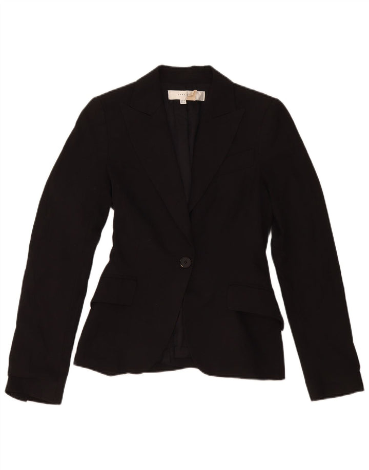 Zara Womens 1 Button Blazer Jacket EU 34 2XS Black Polyester