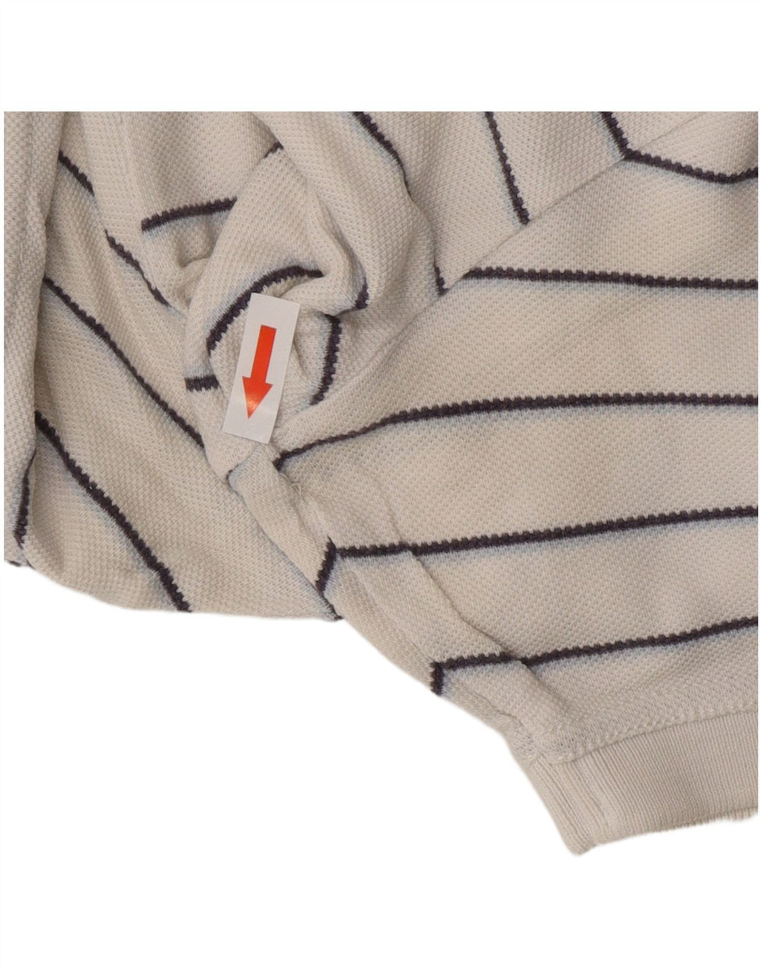 TOMMY HILFIGER Mens Classic Polo Shirt Large White Striped Cotton