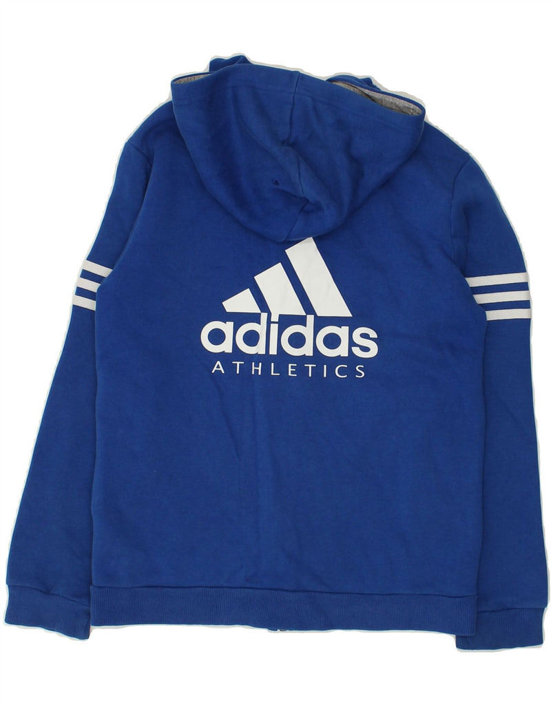 ADIDAS Boys Graphic Zip Hoodie Sweater 11-12 Years Navy Blue Cotton | Vintage Adidas | Thrift | Second-Hand Adidas | Used Clothing | Messina Hembry 