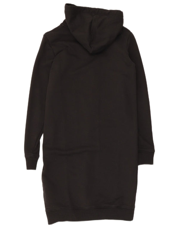 Calvin Klein Womens Graphic Hoodie Dress UK 6 XS Black Cotton