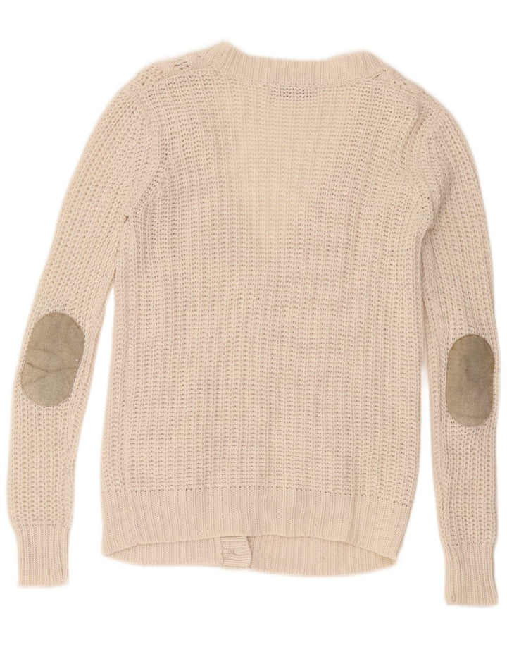 Zara Womens Cardigan Sweater UK 10 Small White Acrylic