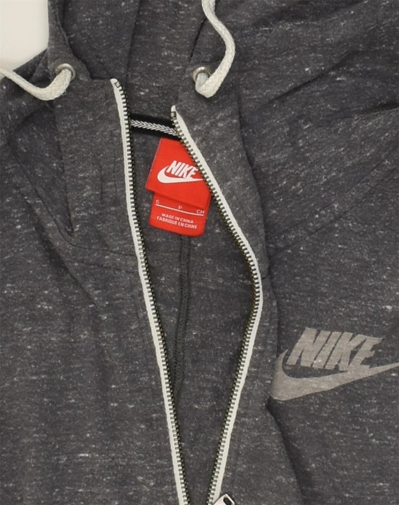 NIKE Womens Zip Hoodie Sweater UK 10 Small Grey Flecked Cotton | Vintage Nike | Thrift | Second-Hand Nike | Used Clothing | Messina Hembry 