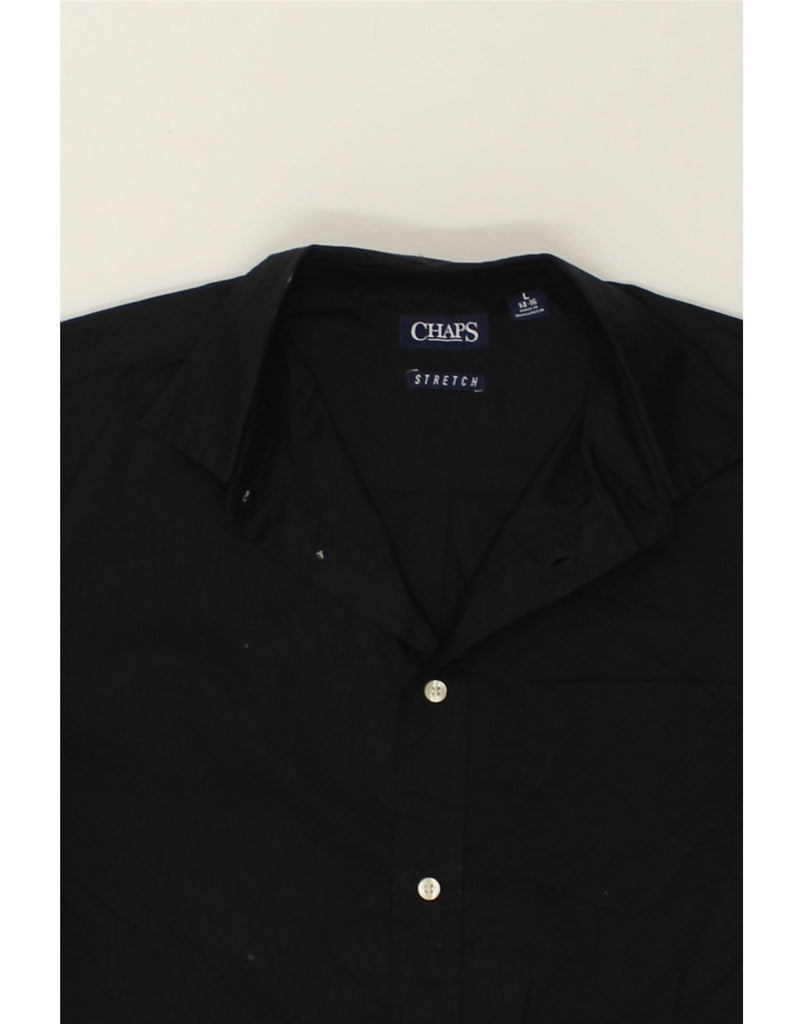 CHAPS Boys Stretch Shirt 14-15 Years Large Black Cotton | Vintage Chaps | Thrift | Second-Hand Chaps | Used Clothing | Messina Hembry 