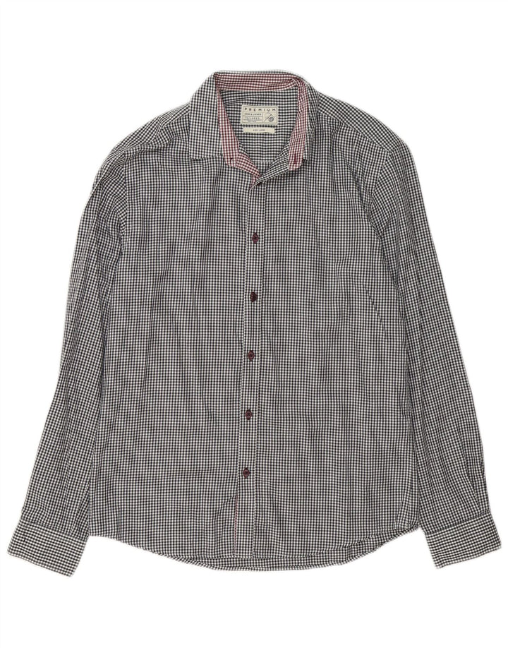 Jack & Jones Mens Shirt Large White Gingham Cotton