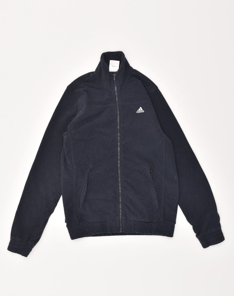 ADIDAS Mens Fleece Jacket Medium Navy Blue Polyester | Vintage Adidas | Thrift | Second-Hand Adidas | Used Clothing | Messina Hembry 