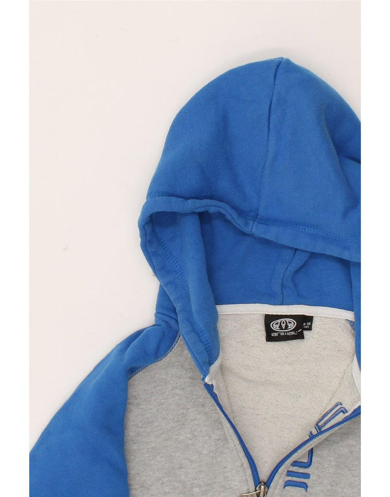 ANIMAL Boys Graphic Zip Hoodie Sweater 9-10 Years Grey Colourblock Cotton Vintage Animal and Second-Hand Animal from Messina Hembry 