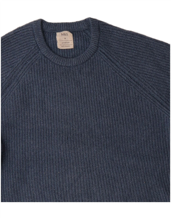 Marks & Spencer Mens Crew Neck Jumper Sweater Medium Blue Polyamide
