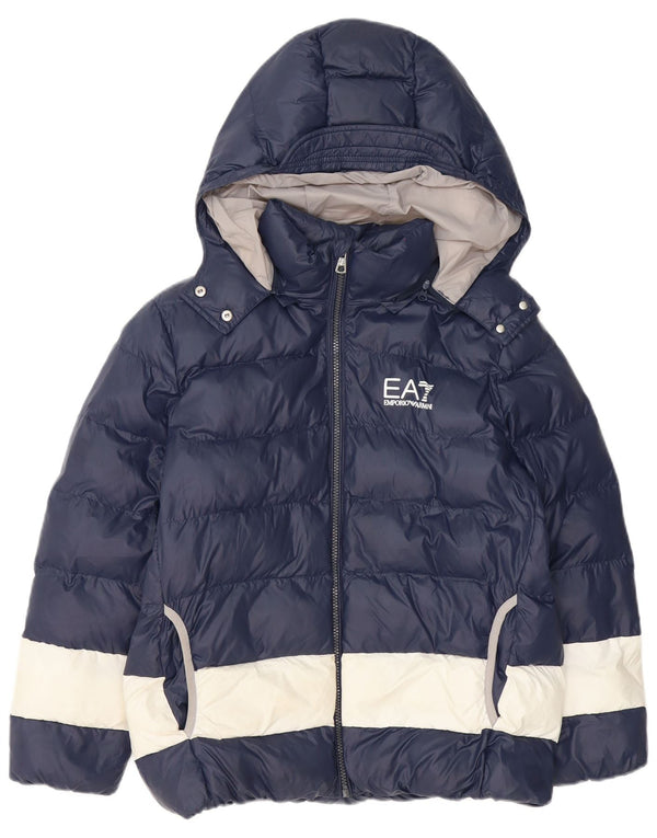 Emporio Armani Boys Graphic Padded Jacket 11-12 Years Navy Blue Colourblock