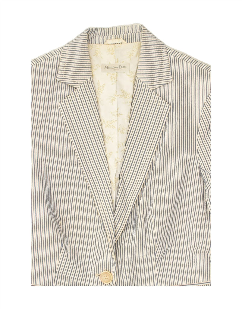 MASSIMO DUTTI Womens 1 Button Blazer Jacket EU 40 Medium Beige Pinstripe | Vintage Massimo Dutti | Thrift | Second-Hand Massimo Dutti | Used Clothing | Messina Hembry 