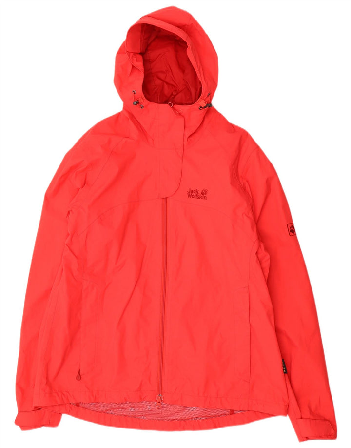 JACK WOLFSKIN Womens Hooded Rain Jacket UK 18/20 XL Red Polyamide