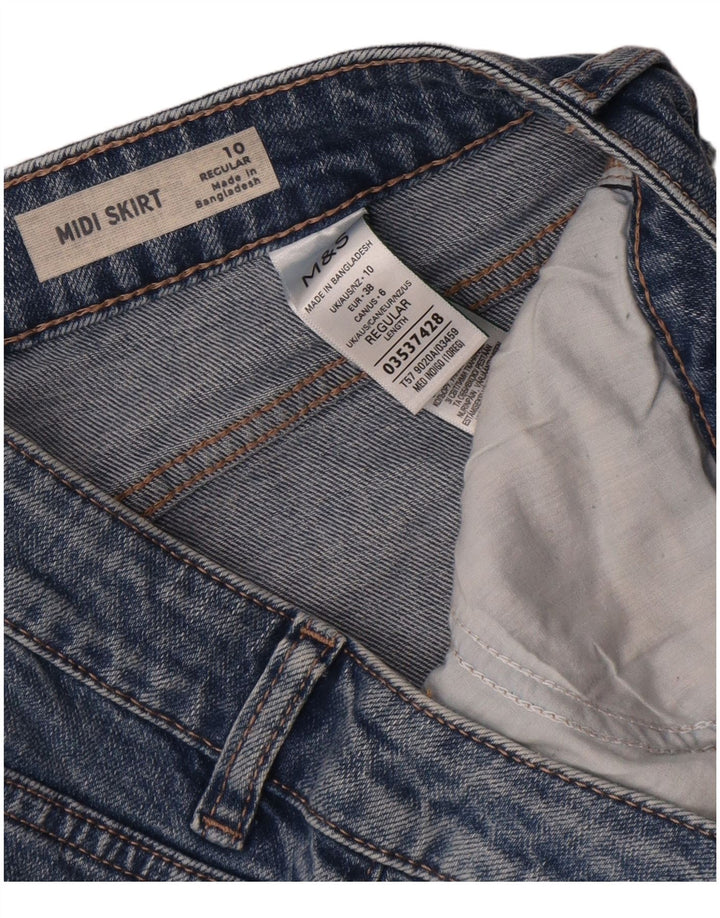 Marks & Spencer Womens Regular Denim Midi Skirt UK 10 Small W30 Blue