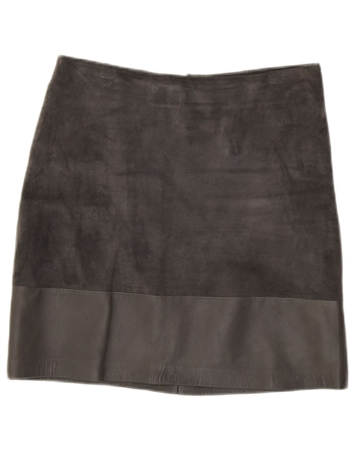 HALLHUBER Womens Suede Skirt EU 38 Medium W32  Grey Leather