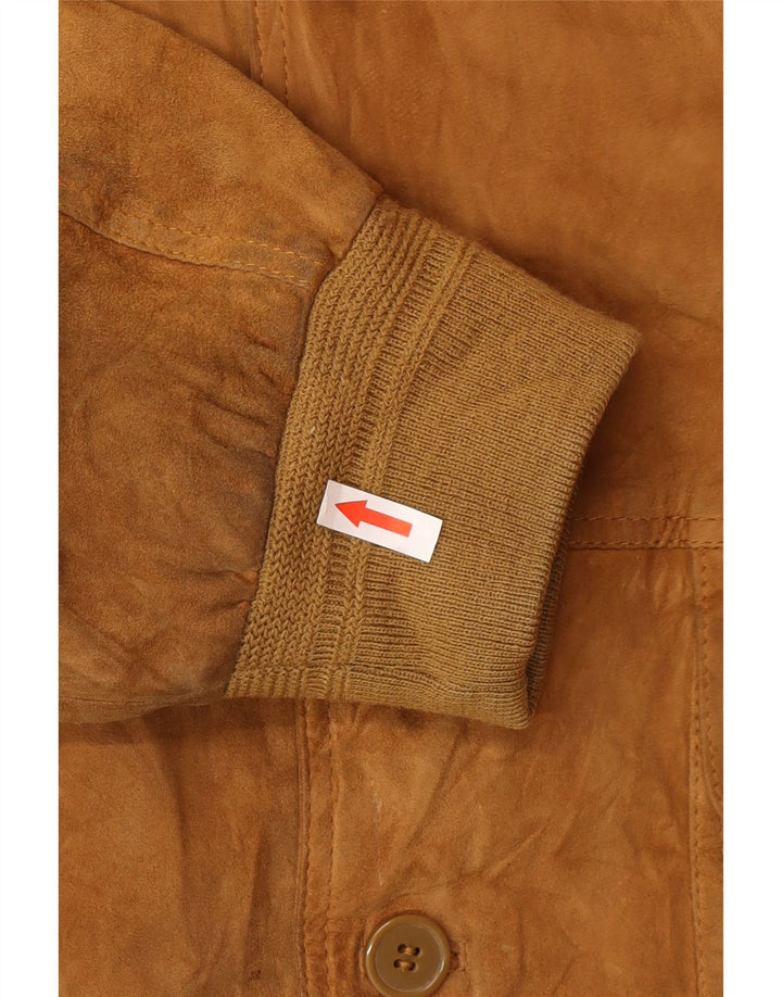Conbipel Mens Suede Jacket Size 58 2XL Beige Leather
