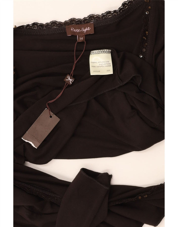 PHASE EIGHT Womens 3/4 Sleeve Crop Cardigan Top UK 14 Medium  Brown