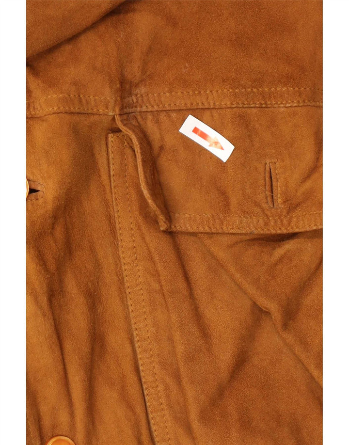 Vintage Mens Suede Bomber Jacket IT 50 Large Brown Leather