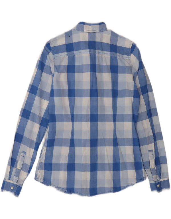 Tommy Hilfiger Womens Classic Fit Shirt UK 6 XS Blue Check Cotton Classic