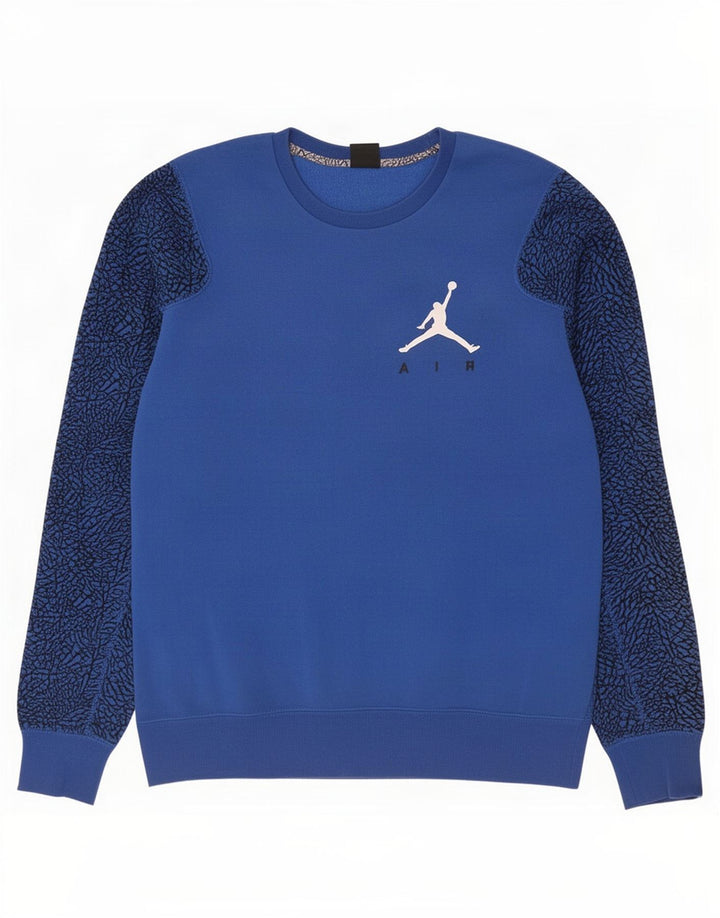 Jordan Mens Abstract Pattern Sweatshirt Jumper Medium Blue Cotton