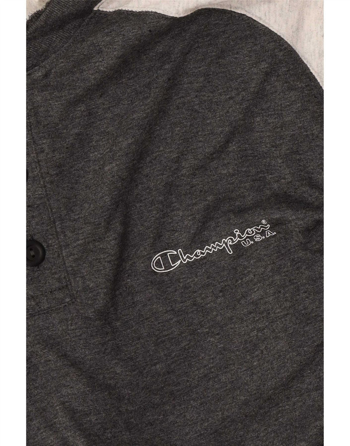 Champion Mens Graphic T-Shirt Top Medium Grey Colourblock