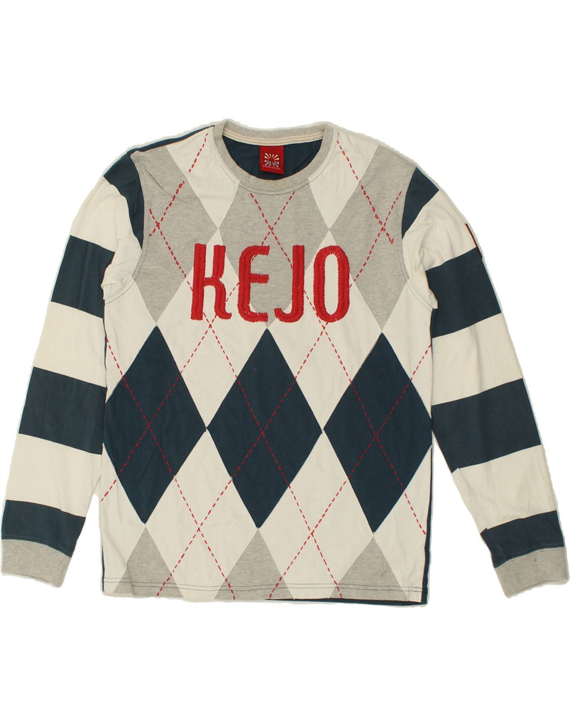 KEJO Mens Graphic Top Long Sleeve Large Multicoloured Argyle/Diamond Vintage Kejo and Second-Hand Kejo from Messina Hembry 