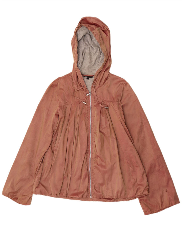 Topshop Womens Hooded Windbreaker Jacket UK 8 Small Brown Polyester