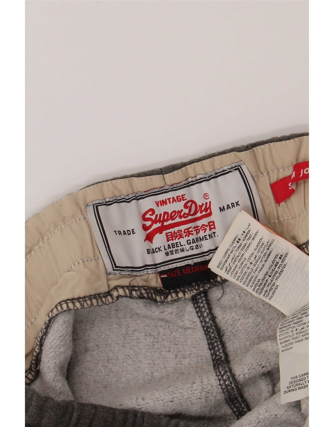 Superdry Mens Graphic Tracksuit Trousers Medium Grey Cotton