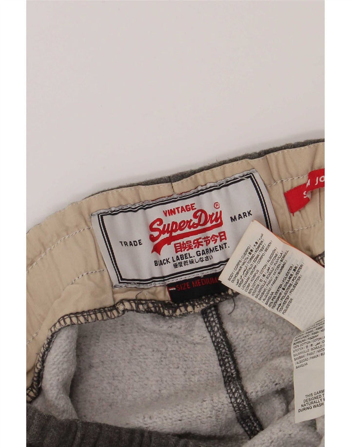 Superdry Mens Graphic Tracksuit Trousers Medium Grey Cotton