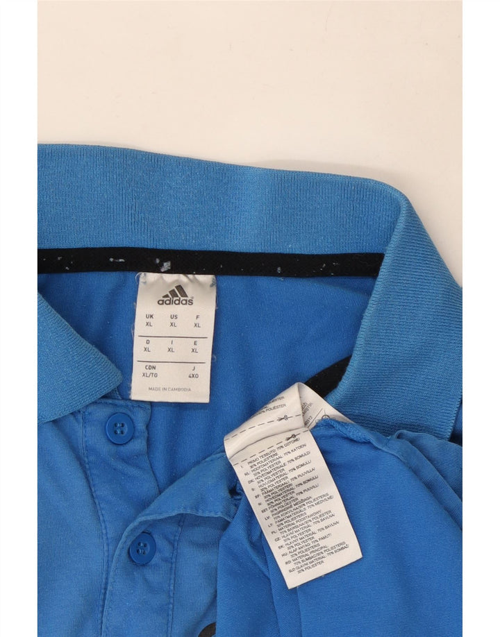Adidas Mens Graphic Polo Shirt XL Blue Cotton