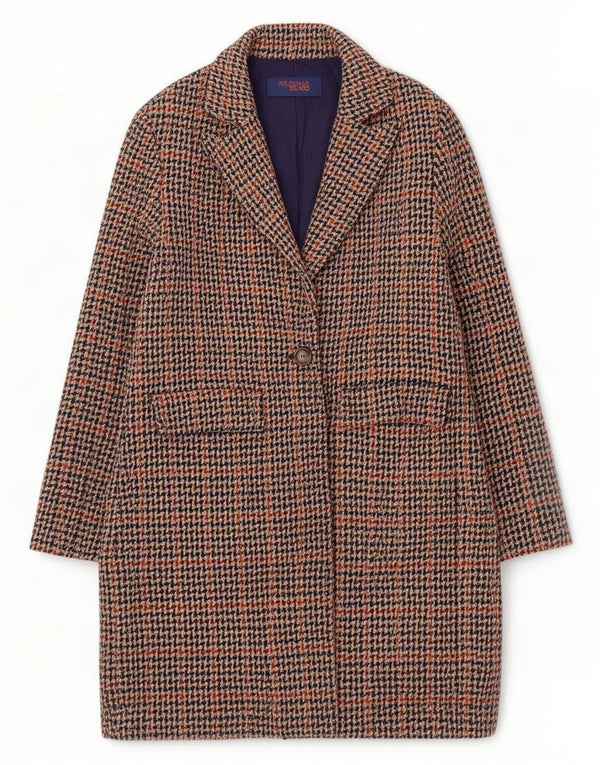 Trussardi Jeans Womens Overcoat IT 40 Small Multicoloured Houndstooth Wool