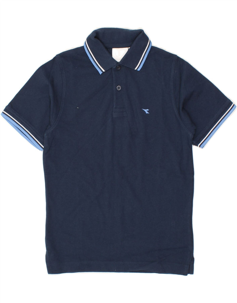 DIADORA Boys Polo Shirt 10-11 Years Large Navy Blue Cotton Vintage Diadora and Second-Hand Diadora from Messina Hembry 