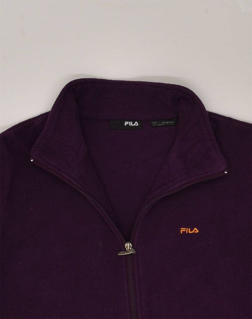 FILA Womens Fleece Jacket UK 14 Large Purple Polyester | Vintage Fila | Thrift | Second-Hand Fila | Used Clothing | Messina Hembry 