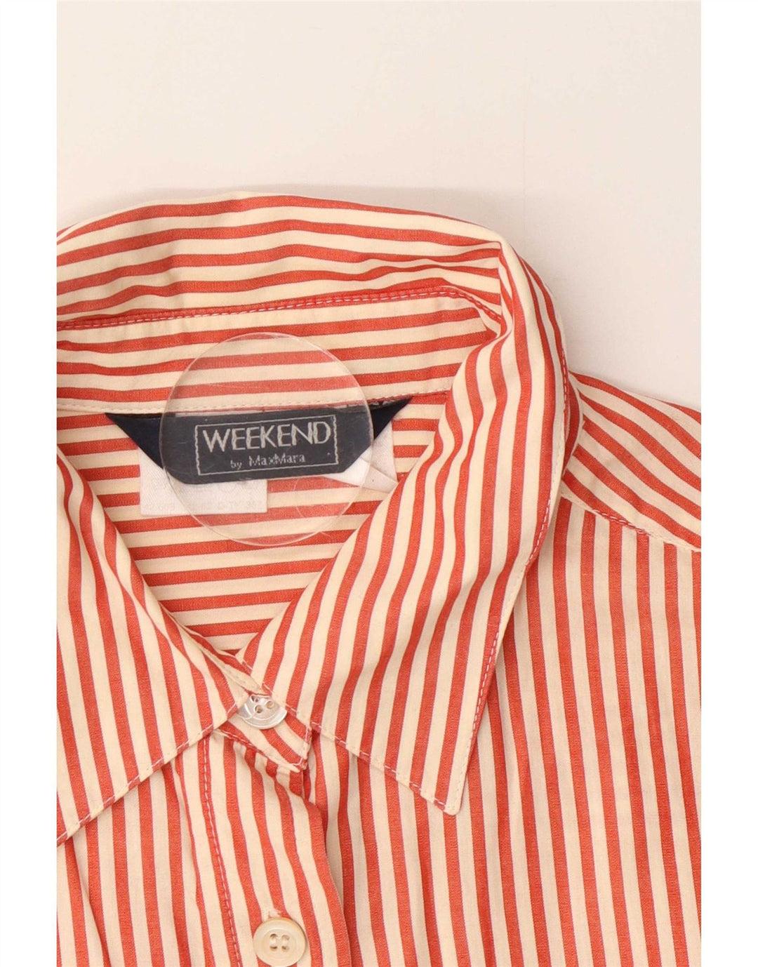 Max Mara Womens Weekend Shirt UK 16 Large Red Pinstripe Cotton