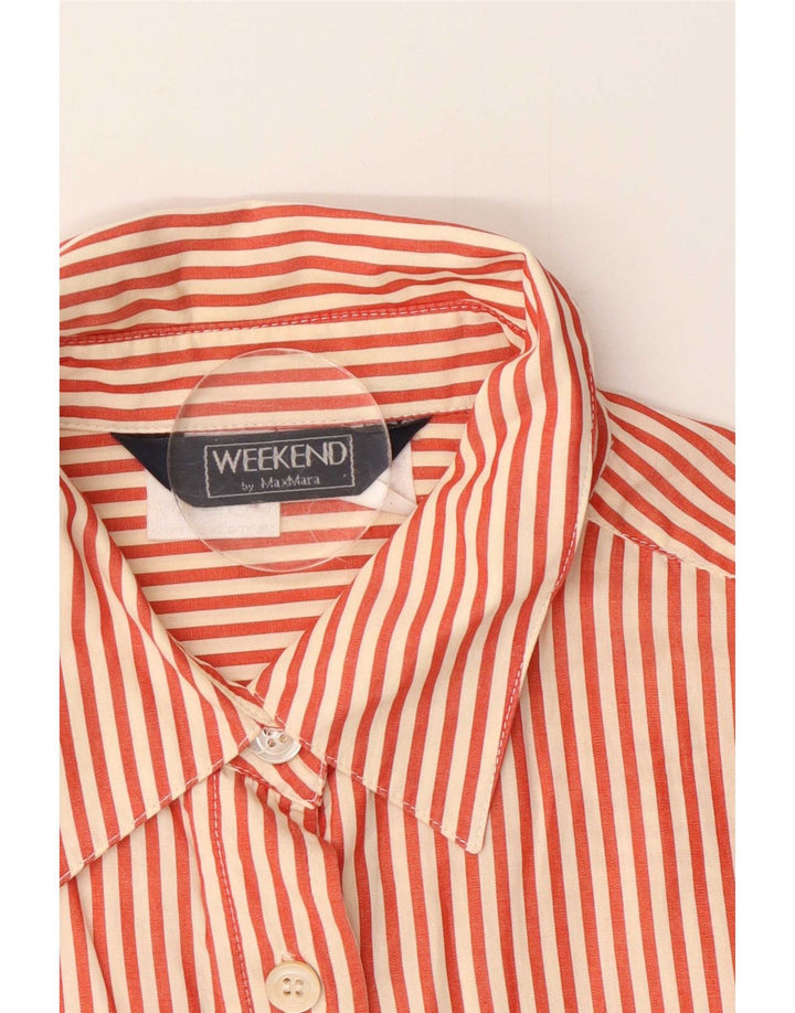 Max Mara Womens Weekend Shirt UK 16 Large Red Pinstripe Cotton