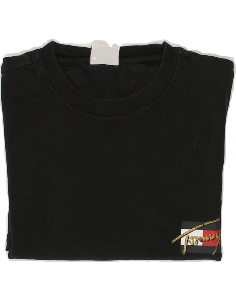 TOMMY HILFIGER Mens Graphic T-Shirt Top Small Black Cotton | Vintage Tommy Hilfiger | Thrift | Second-Hand Tommy Hilfiger | Used Clothing | Messina Hembry 